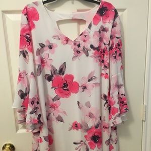 White & pink floral dress